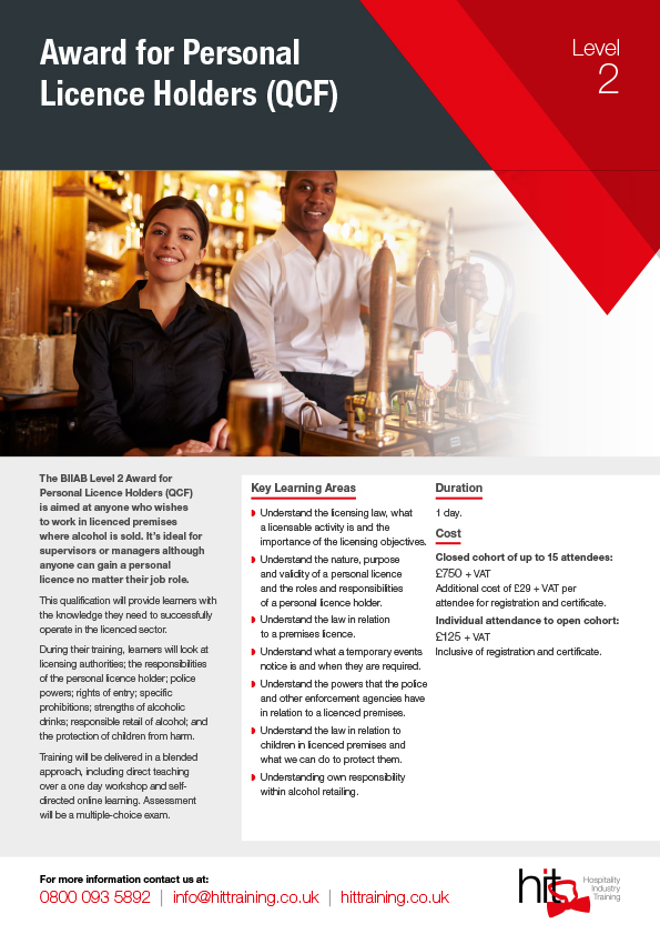 Level 2 Award for Personal Licence Holders